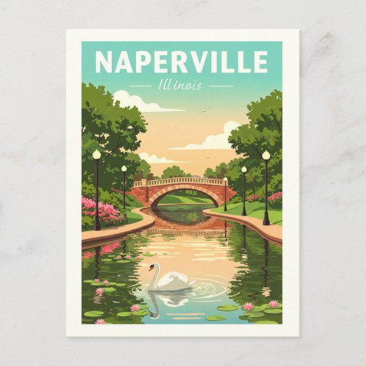 Vintage Naperville Illinois Briefkaart (Voorkant)