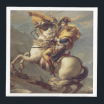 Vintage Napoleon die de Alpen oversteekt Servet<br><div class="desc">Napoleon Crossing the Alps,  olie op schilderdoek van de Franse keizer Napoleon Bonaparte,  in 1802 geverfd door de Franse schilder Jacques-Louis David (1748 - 1825). Dit schilderij van een jonge Napoleon die op een geappldeerd grijs paard rijdt,  werd twee jaar gedaan voordat hij keizer werd van Frankrijk.</div>