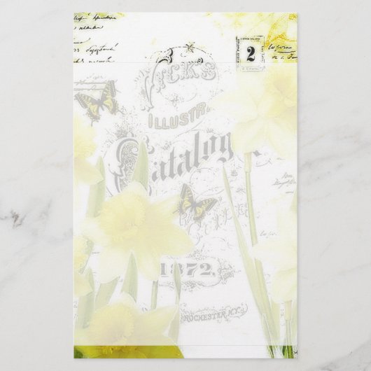 Vintage narcissen briefpapier (Voorkant)