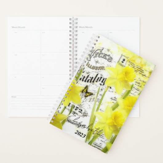 Vintage narcissen gepersonaliseerd, aangepast jaar planner (Display)