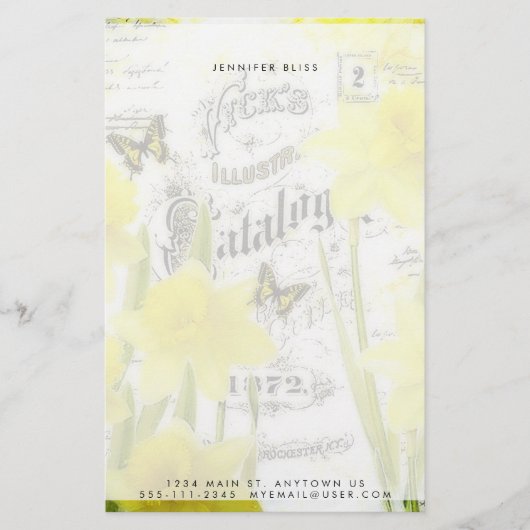 Vintage narcissen gepersonaliseerd briefpapier (Voorkant)