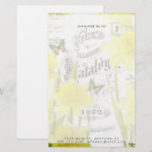 Vintage narcissen gepersonaliseerd briefpapier (Voorkant / Achterkant)