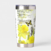 Vintage narcissen gepersonaliseerd geïsoleerde drinkbeker (Achterkant)