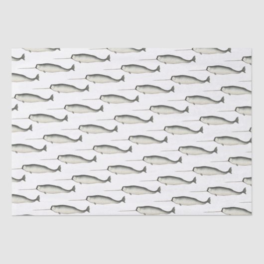 Vintage Narwal Narwal Tekening #3 Tissuepapier (Voorkant)