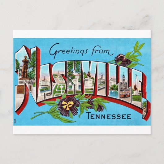 Vintage Nashville Groet Ansichtkaart Briefkaart (Voorkant)