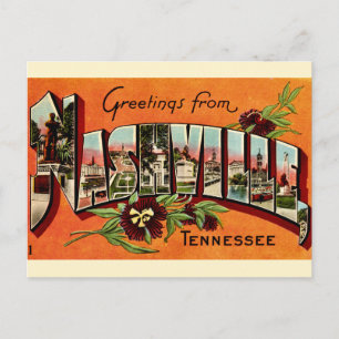Vintage Nashville Groet Oranje Ansichtkaart Briefkaart