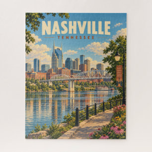 Vintage Nashville Silhouette Cumberland Rivier Legpuzzel