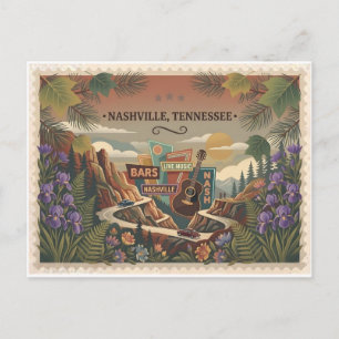 Vintage Nashville Tennessee Music City Poster Art Briefkaart
