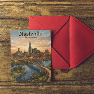 Vintage Nashville Tennessee Reis Skyline Kunst Briefkaart