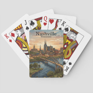Vintage Nashville Tennessee Reis Skyline Kunst Pokerkaarten