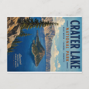 Vintage Nationaal Park Crater Lake Schitterend Lan Feestdagenkaart