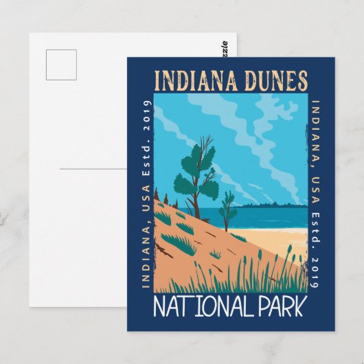 Vintage nationaal park Indiana Dunes Briefkaart (Voorkant / Achterkant)