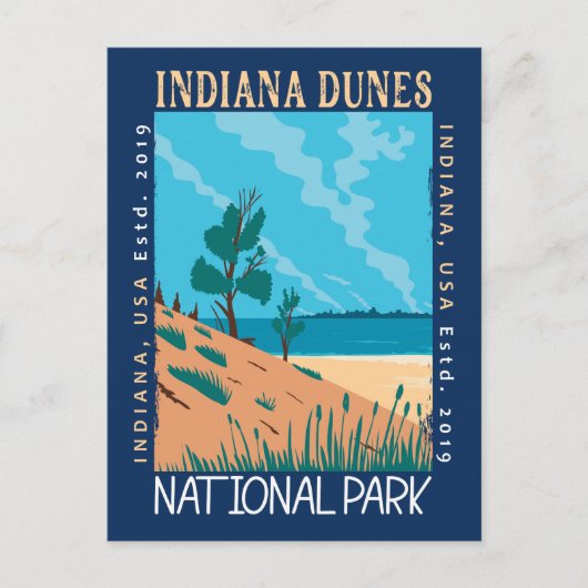 Vintage nationaal park Indiana Dunes Briefkaart (Voorkant)