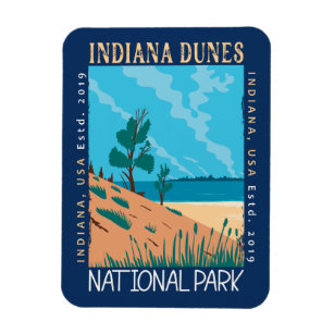 Vintage nationaal park Indiana Dunes Magneet