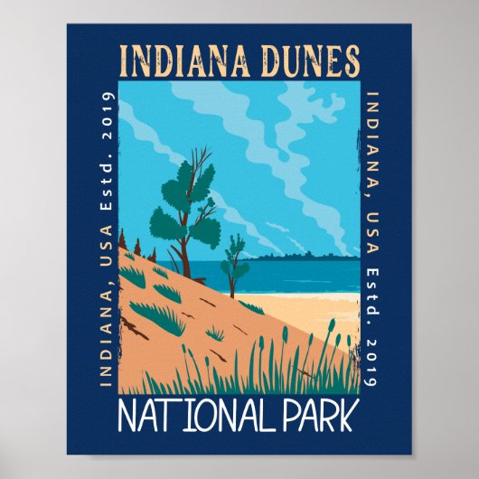 Vintage nationaal park Indiana Dunes Poster (Voorkant)