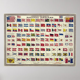 Vintage National Flags Chart - created 1863 Poster