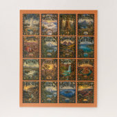 Vintage National Park Stempel Legpuzzel (Verticaal)