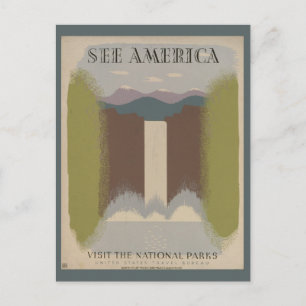 Vintage National Park Zie Amerika Retro Reizen Briefkaart