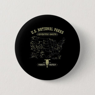 Vintage Nationale Parken Kaart - Amerikaans Wandel Ronde Button 5,7 Cm