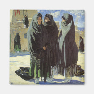 Vintage Native American, Taos Girls door Walter Uf Magneet