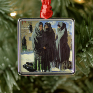 Vintage Native American, Taos Girls door Walter Uf Metalen Ornament