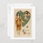 Vintage Native American Valentijn Feestdagenkaart (Voorkant / Achterkant)