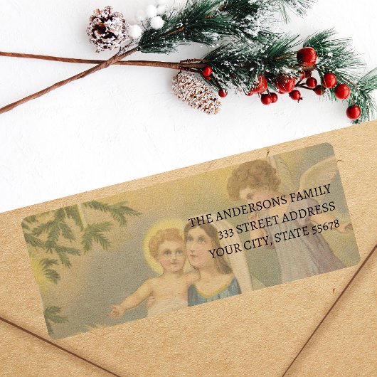 Vintage Nativity Mary Jesus Angels Label