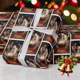 Vintage Nativity Scene Merry Christmas Baby Jesus Cadeaupapier