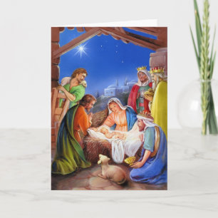 Vintage nativity x-mas feestdagen kaart