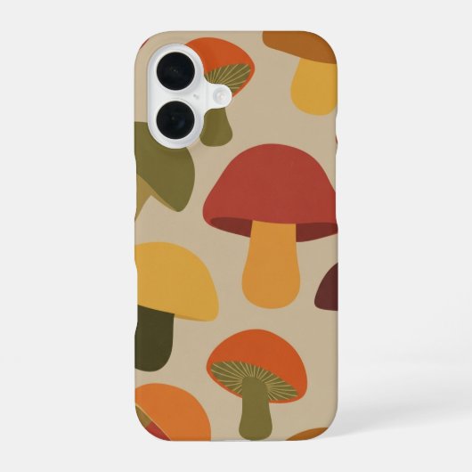 Vintage Natural Mushroom Pattern iPhone 16 Hoesje (Achterkant)