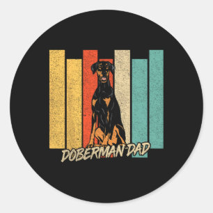 Vintage Natuurlijke Oor Dobermann Hond Vader Honde Ronde Sticker