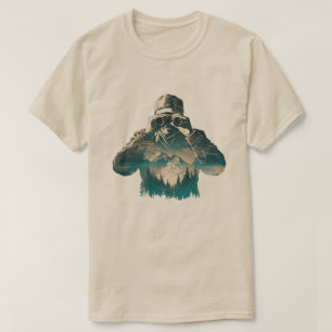 Vintage Natuurwaarnemer met Dubbele Belichting T-shirt