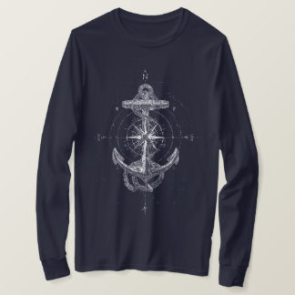 Vintage Nautical Anker Kompasroos Marine T-shirt