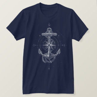 Vintage Nautical Anker Kompasroos Marine T-shirt