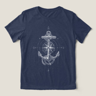 Vintage Nautical Anker Kompasroos Marine Tri-Blend Shirt