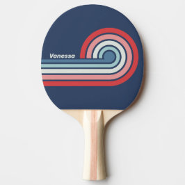 Vintage Nautical Blauwe Strepen met Naam Tafeltennisbatje