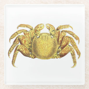 Vintage Nautical Bonte Krab Kust Muur Kunst Glazen Onderzetter