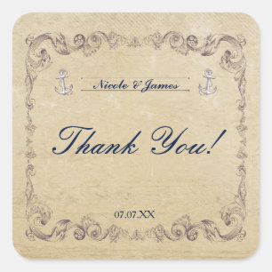 Vintage Nautical Elegante Strand Huwelijk Stickers