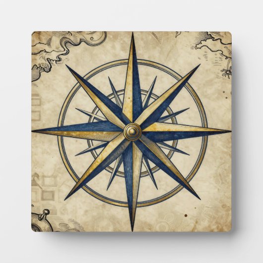 Vintage Nautical Kompasroos Fotoplaat (Voorkant)