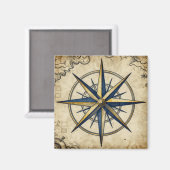Vintage Nautical Kompasroos Magneet (Voorkant / Achterkant)