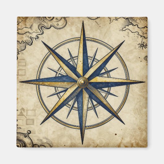 Vintage Nautical Kompasroos Magneet (Voorkant)