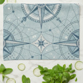 Vintage Nautical Kompasroos Patroon Theedoek (Gevouwen)