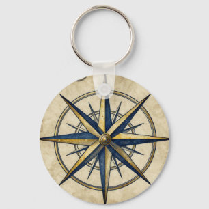 Vintage Nautical Kompasroos Sleutelhanger