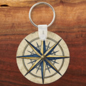 Vintage Nautical Kompasroos Sleutelhanger (Voorkant)