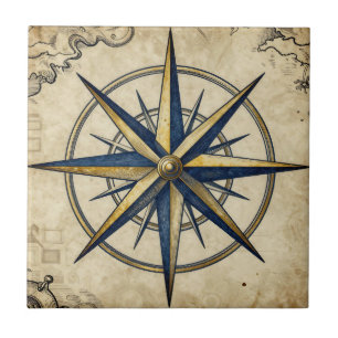 Vintage Nautical Kompasroos Tegeltje