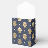 Vintage Nautical Marine en Gouden Schelp Patroon Bedankdoosjes (Geopend)