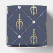 Vintage Nautical Navy Blauw en Goud Trident Bedankdoosjes (Bovenkant)