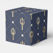 Vintage Nautical Navy Blauw en Goud Trident Bedankdoosjes (Achterkant)