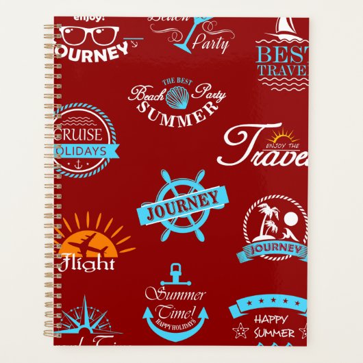 Vintage Nautical Reizen Badge Collectie Planner (Voorkant)