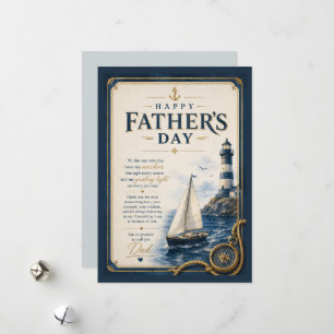 Vintage Nautical Vaderdag Feestdagenkaart
